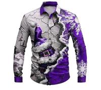 Generico Camicia Natalizi Uomo, Maglie Natalizie Uomo Maniche Lunghe Quotidiano Confortevole Respirabile Stampe di Fiocchi Ambiente Festivo Prendas di Natale Stile Autunno