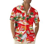 Generico Camicia Natalizia Uomo,Camicia Casual con Bottoni Comoda da Indossare Tutti I Giorni Perfetta per Le Gite del Fine Settimana