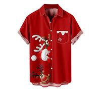 Generico Camicia natalizia uomo- Funky Camicia-Hawaiana Uomo Manica-Corta Natale X-mas Pan-di-Zenzero Unisex