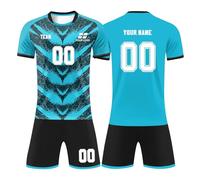 Generico Camicia Nome & Numero ,logo personalizzato Calcio Camicia Shorts Set, Kit di calcio leggero Asciugare velocemente per ragazzi e ragazze Set di due pezzi