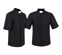 Generico Camicia Prete a Maniche Corte da Uomo Clergyman con Colletto Sacerdote per Unisex