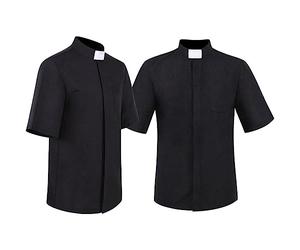 Generico Camicia Prete a Maniche Corte da Uomo Clergyman con Colletto Sacerdote per Unisex