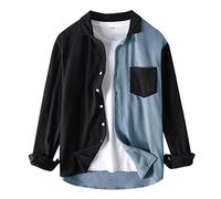 Generico Camicia Uomo, Blusa Informal De Manga Larga para Hombre con Cuello Vuelto A Juego De Un Pecho con Bolsillo Popular