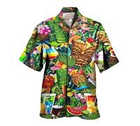 Generico Camicia Uomo, Camicia A Maniche Corte da Uomo per Vacanze Estive Turismo Spiaggia Moda Tendenza Tempo Libero Stampa Digitale 3D