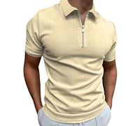 Generico Camicia Uomo Elegante, Camicie da Uomo,da Casual con Zip e Colletto alla Coreana Maglietta a Maniche Corte Stampa Righe Elegante Camicias