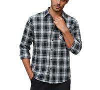 Generico Camicia Uomo Estiva Cotone,Camicia Classica A Quadri A Maniche Lunghe per Una Camicia Casual Leggera con Bottoni E Tasca sul Petto Comoda Parte Superiore Aperta sul Davanti