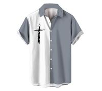 Generico Camicia Uomo Estiva Maniche Corte Camicie Casual Uomo Camicia Slim Fit Stampa Colletto Rovesciato con Bottoni vestibilità Aderente Leggera Morbido per Il Tempo Libero E Vacanze