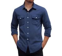 Generico Camicia Uomo Maniche Corte,Camicia Nera Uomo,da in a Maniche Lunghe con vestibilità Ampia e Colletto Tinta Unita per la Primavera e L'Estate Felpa (Navy, S)