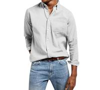 Generico Camicia Uomo Regular Fit Camicie Elegante Botton Down Firmata Coreana Camicia No Stiro Bianca Classica Tinta Unita Bluse Slim Fit Nera Leggera Camicia Ufficio Business per Matrimonio Formal