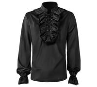 Generico Camicia Uomo Slim Fit, Camicia da Gentiluomo Medievale Stile Moda Uomo Camicia Gotica A Maniche Lunghe con Colletto Arruffato