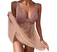 Generico Camicie da Notte Donna Sexy Sottoveste Donna Babydoll in Pizzo Pigiama Donna Estivo Babydoll Lingerie Sexy Intimo Donna Biancheria Intima Confortevole Stile Morbido