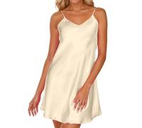 Generico Camicie da Notte Donna, Sexy Sottoveste Senza Maniche Cinturino Camicia con Regolabili Spalline Donna,S-XXL