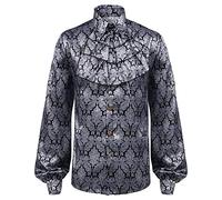 Generico Camicie da Uomo, Camicia da Gentiluomo Medievale Stile Moda Uomo Camicetta Gotica con Collo Arricciato A Maniche Lunghe