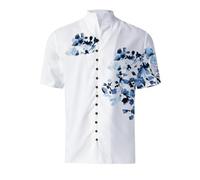 Generico Camicie di Lino da Uomo Faccio Scambio Oggi Hawaiane Maglie Calcio Magliette Militari USA Maglietta Manica Lunga Corta Collo V