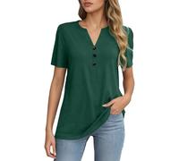 Generico Camicie Donna Stiliste Magliette Donna Casual Donne Bottoni su Maniche Corte Top Versatile per Tutte Le Occasioni Aggiunta Guardaroba Femminile(Green, XXXL)