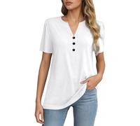 Generico Camicie Donna Stiliste Magliette Donna Casual Donne Bottoni su Maniche Corte Top Versatile per Tutte Le Occasioni Aggiunta Guardaroba Femminile(White, S)