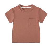 Generico Camicie in Ragazzo T-Shirt con Stampe Tinta Unita a Maniche Corte per Bambina per Bambini e Ragazzi Maglia Bambina Metal (Coffee, 18-24 Months)