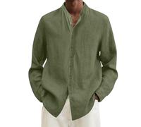 Generico Camicie Uomo Cotton Solid Casual Plus Size Loose Shirt Mens Turn Down Collar Long Sleeve Shirt (JN, XL)