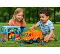 Generico Camion della Spazzatura per Bambini con 30 Mattoncini da Costruzione - Eco Camion Giocattolo - Mezzo Ecologico per Pulire la Città - Gioco Educativo 3+ Anni - Set Costruzioni per Bambini