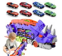 Generico Camion di dinosauro pieghevole, camion di dinosauro scorrevole pieghevole - Camion da trasporto per dinosauri | da trasporto per dinosauri con pista scorrevole, si trasforma in dinos