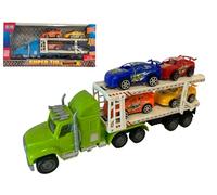 Generico Camion Giocattolo con Movimento a Frizione Porta Macchinine Bisarca con 4 Auto Giocattolo e 4 Macchinine Camion Grande cm 32 Camione Articolato Super Tir Doppio Livello di Carico Macchinine