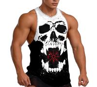 Generico Camiseta sin Mangas con Estampado de patrón para entrenamiento atlético Retro, Camiseta sin Mangas, Camiseta gráfica Informal de Calle (Red, L)