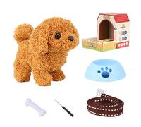 Genérico Camminando Giocattolo Dog, Cucciolo a piedi, Pet Realistico Peluche - Elettronico Interactive Walking Barkking Tail Guardando Animali Animali con Corda per bambini, Bambino