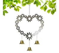 Generico Campanelli Eolici Da Esterno - Romantici Girelle In Metallo Scavate Con Design Floreale | Carillon Da Esterno A Cuore, Decorazione Dinamica Per La Memoria Di Mamma Papà, San, Matrimon