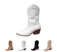 Generico Camperos Texani Donna Invernali Western Boots Equitazione Stivali Alti Donna con Tacco Tronchetti Cerniera Stivali Elasticizzati Donna Curvy Stivaletti Tacco Medio a Punta Stivaletto