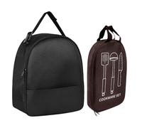 Generico Camping Bag, Organizer Case, Polyester Material Waterproof Dustproof Portable Handle Compact Lightweight Sturdy Build, Storage Bag for Outdoor Travel Adventure, Black and Brown