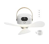Generico Camping Ceiling Fan, USB Rechargeable Cooling Device, Controlled Night Light Fan, 3 Gears Adjustable, Ideal for Outdoor, RV, Bedroom, Garden, Tailgating, Beach, Truck, Festival
