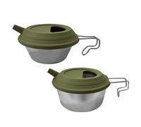 Generico Camping Mug with Lid | Stainless Steel Folding Handle with Silicone Lid Kettle | Backpacking Cup | for Travel Outdoor Hot Cold Coffee Tea Drink Cooking