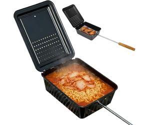 Generico Camping Popcorn Pot Non Stick Folding Portable - Iron Beech Wood 25x19x8.5cm 42cm Handle - Outdoor Cookware Pan Roaster for Backpacking Hiking - Camp Stove