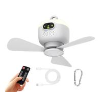 Generico Camping rechargeable fan, 4 speed quiet outdoor blower with led light and remote control, portable ventilator for patio, garden, festival, picnic, truck, 5.35x4.57x3.78 inches