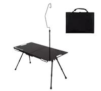 Generico Camping Table, Folding Picnic Cooking Desk, 15.75x15.75 inches, Portable Height Adjustable Design with Light Holder, Ideal for RV, Garden, Barbecue, Beach, Backyard, Patio, Balcony