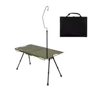 Generico Camping Table, Folding Picnic Cooking Desk, 15.75x15.75 inches, Portable Height Adjustable Design with Light Holder, Ideal for RV, Garden, Barbecue, Beach, Backyard, Patio, Balcony