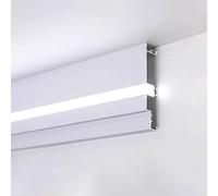 Generico Canale LED per Strisce Luminose LED - Lunghezze da 4 a 30 m, Modanatura a Corona in Alluminio per Illuminazione indiretta, Linea di intonaco per soffitto per Arredamento Soggiorno e Camera d