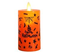 Genérico Candele a LED con decorazioni di Halloween, Candela illuminata di Halloween | Atmosfera Luce Fiamma lampeggiante - Luce senza fiamma del modello dipinto a batteria per la decorazione desktop
