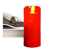 Generico Candele Con Mobile,Candele Rosse Senza Fiamma Con Mobile,Candele A Colonna LED Rosse A Batteria - Prayer Moving Wick Votive Candle, Flameless 2PCS Red With Time Remote