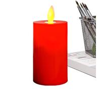 Generico Candele Con Mobile,Candele Rosse Senza Fiamma Con Mobile,Candele A Colonna LED Rosse A Batteria - Prayer Moving Wick Votive Candle, Flameless 2PCS Red With Time Remote