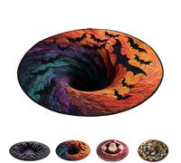 Generico Candy Corn Halloween Quilted Round Mat, 3D Optical Illusion Rug with Depth Pattern, Soft Non-Slip Fabric for Living Room Floor Decor (Pattern 4,120 * 120)