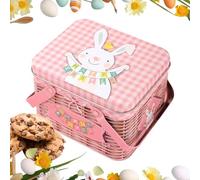 Genérico Candy Tins With Lids, Storage Tin Box | Metal Container With Handle And Lid | Bunny Pattern Easter Treat Boxes | For Storage Jewelry Spring Holiday Wedding Birthday