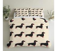 Generico Cane Bassotto Copripiumino Matrimoniale Bassotti Bambini Parure Copripiumone con 1 x Copripiumone 135x200 cm e 1 x Federe 50x80cm GS*14