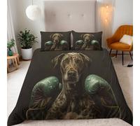 Generico Cane Boxer Copripiumino Matrimoniale 260x240 (2 Federa 50x80) 3 Pezzi Simpatici Animali Domestici Set Copripiumino 3D Microfibra Ultra Angoli FissiCerniera Morbido LeggeroFacile da Lavare