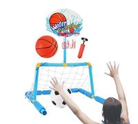 Generico Canestro da Basket per Piscina | Porta da Calcio Gonfiabile 2 in 1,Set con 2 Palle e Pompa per Bambini 4+, Adulti, Famiglia, Spiaggia, Viaggi