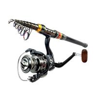 Generico Canna da Pesca e Mulinello combinati 1,8-3,6 m Mare in Fibra di Carbonio Bobina in Metallo con Rapporto Trasmissione 5,2:1 Kit Linea(1.8 m)