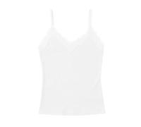 Generico Canotta A Spalline Sottili A Costine con Bordo in Pizzo, Coppe Amovibili Integrate, Tessuto Elastico Aderente, Ideale per Le Sovrapposizioni(White, XL)