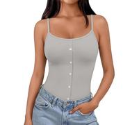 Generico Canotta da Donna con Imbottitura Integrata, da Indossare Come Top O Come Sottotuta - Camicia A Tinta Unita da Indossare sotto La Giacca, con Bottoni E Collo A V Cotone Lino Estate T Shirt
