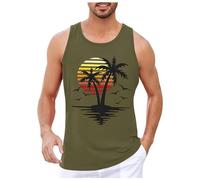 Generico Canotta Elegante Uomo, Canottiera Uomo Estiva Collo Rotondo Canotta Senza Maniche Smanicato Stampata Beach Holiday Casual Leggero Allentato Tank Top per Palestra Spiaggia