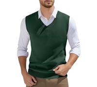 Generico Canotta Maglieria per Commissioni Quotidiane Supermercato E Brevi Spostamenti nel Quartiere Cittadino Outfit Pulito Gilet Verde Maglia Senza Maniche Uomo Tinta Unita con Bordo A Righe